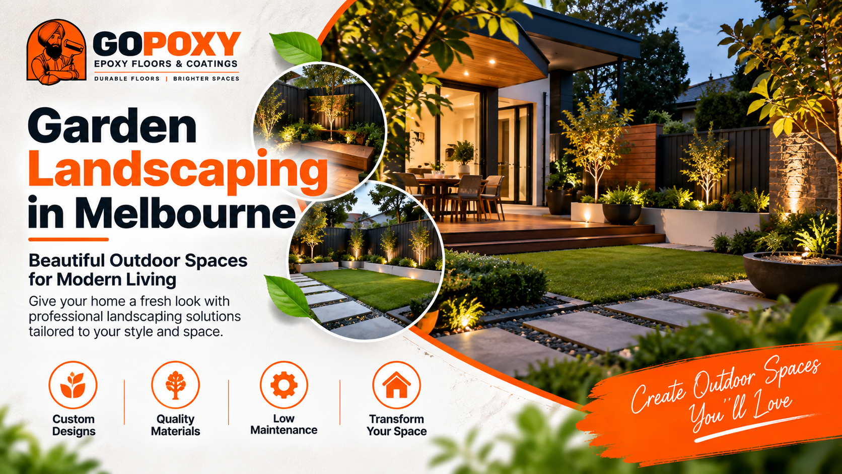 Landscaped lawn and garden beds at a Melbourne home